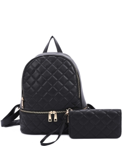 2 in 1 Quited Style Backpack Set XNR21060 BLACK